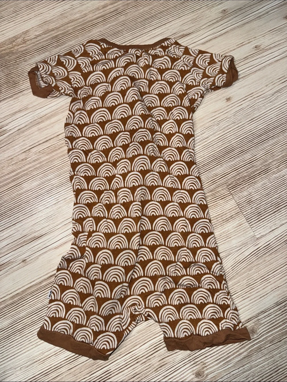 Little sleepies Brown & White Rainbow Print Baby Zip shortie